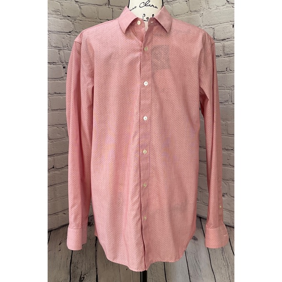 Banana Republic Men’s Standard Fit Non-Iron Pink Dress Shirt (Size M) - Picture 4 of 11